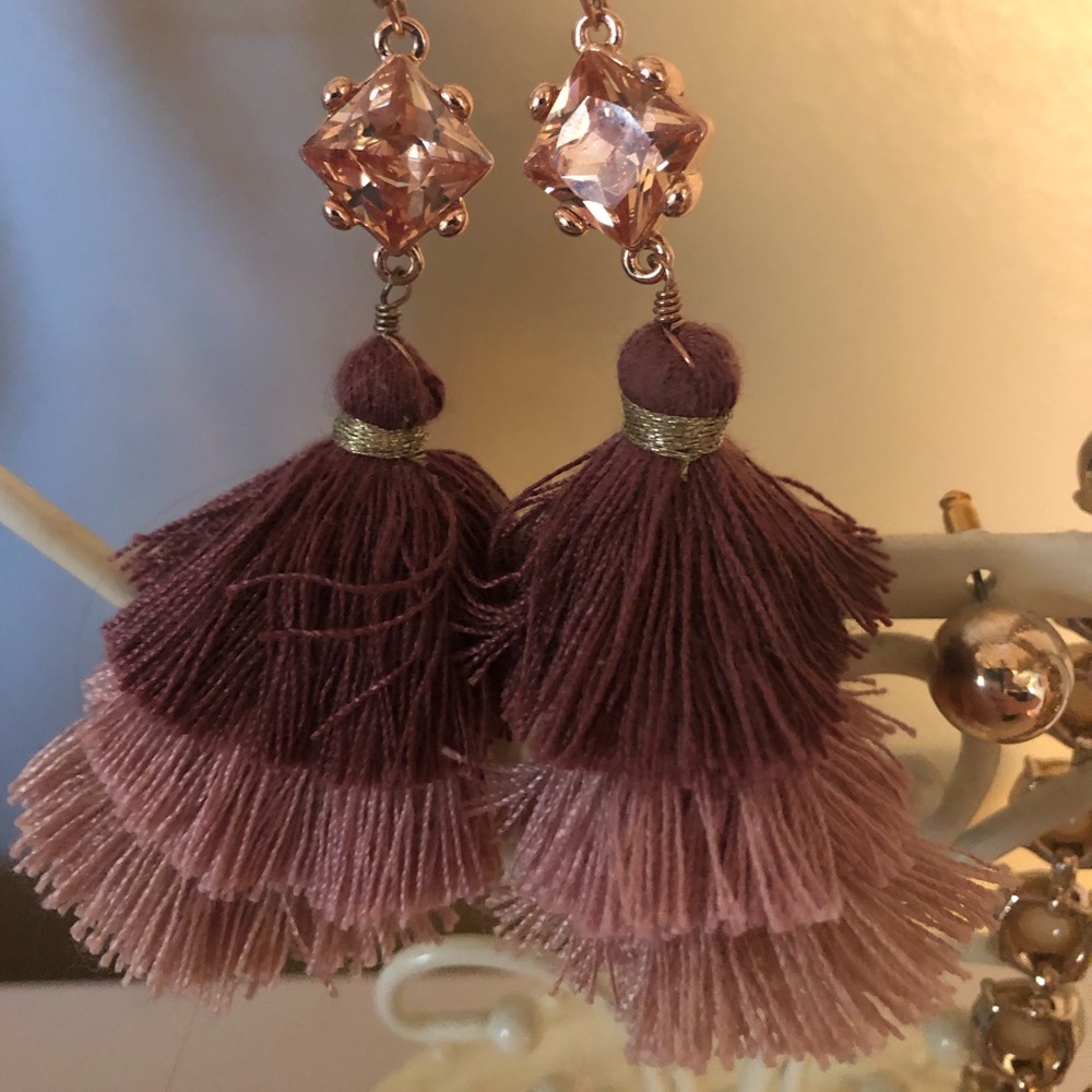 Purple tassel earrings